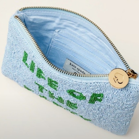 Low Start Kate Spade X Target 🎯 " Life Of The Party " Clutch-Zip Pouch 💙💚 - Picture 4 of 5